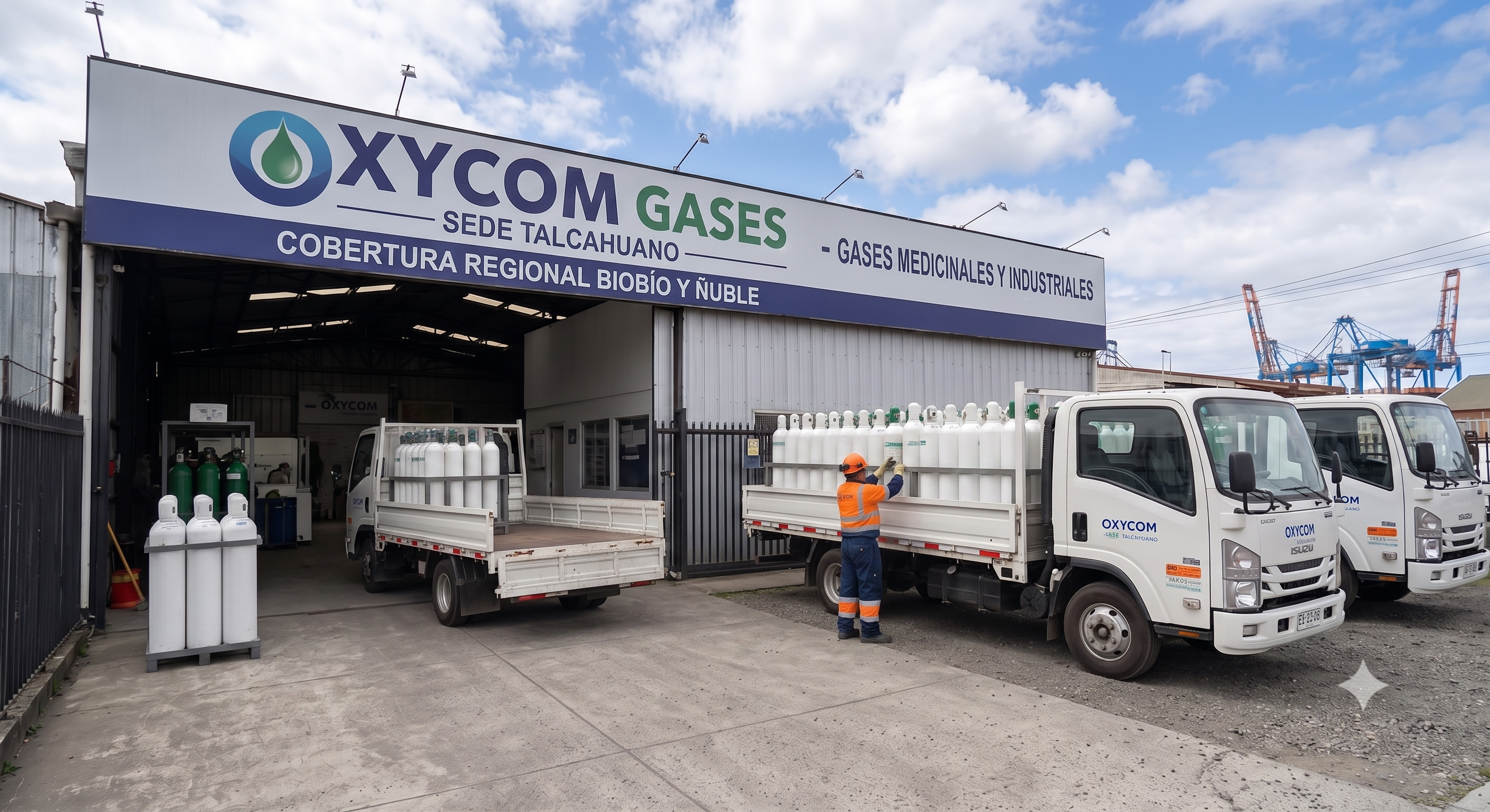 Sede y flota Oxycom en Talcahuano